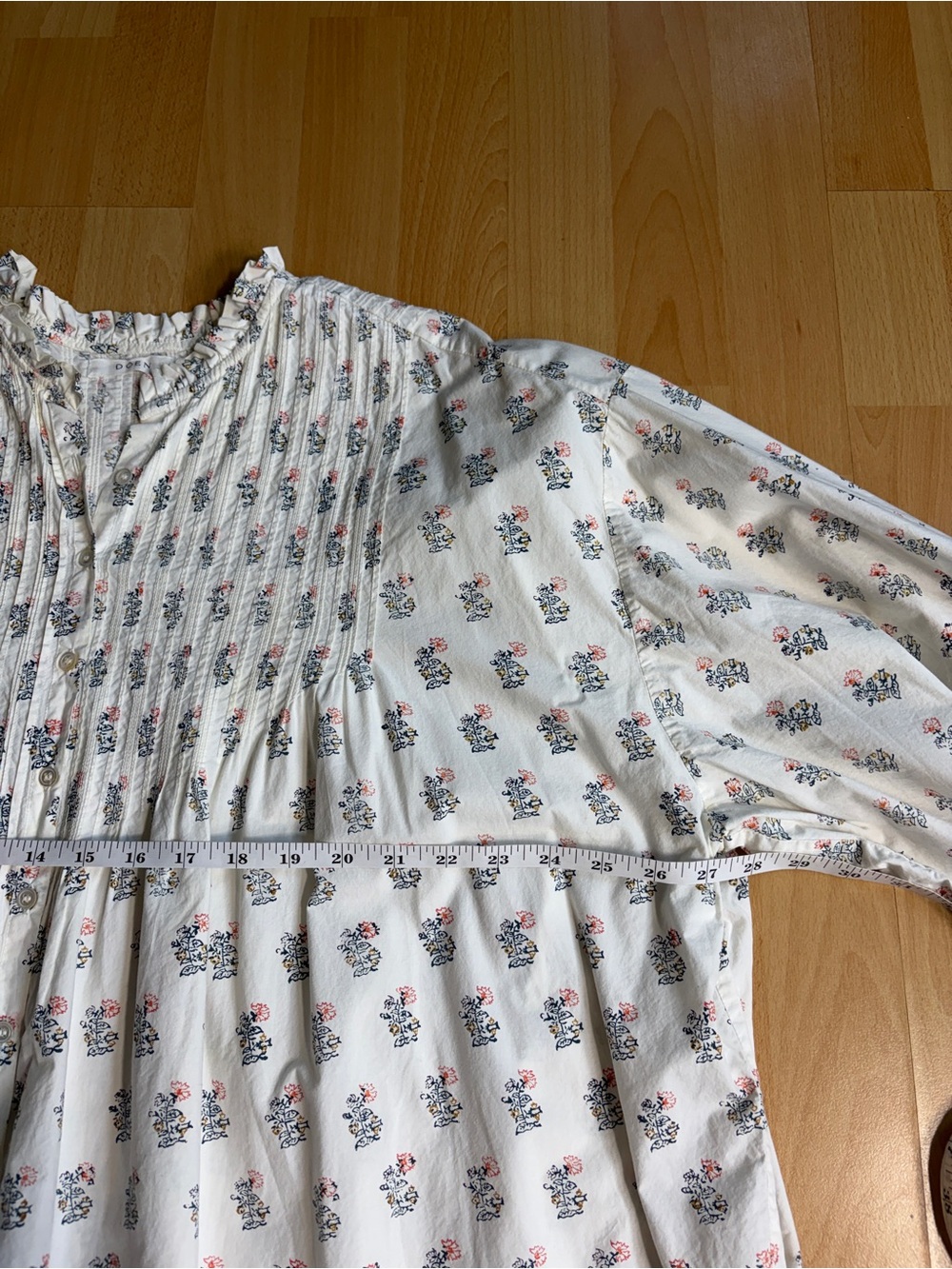 Doen Sylvia Dress Floral Poppy Blockprint Pintuck Placket Tunic T Shirt Dress - Picture 13 of 16